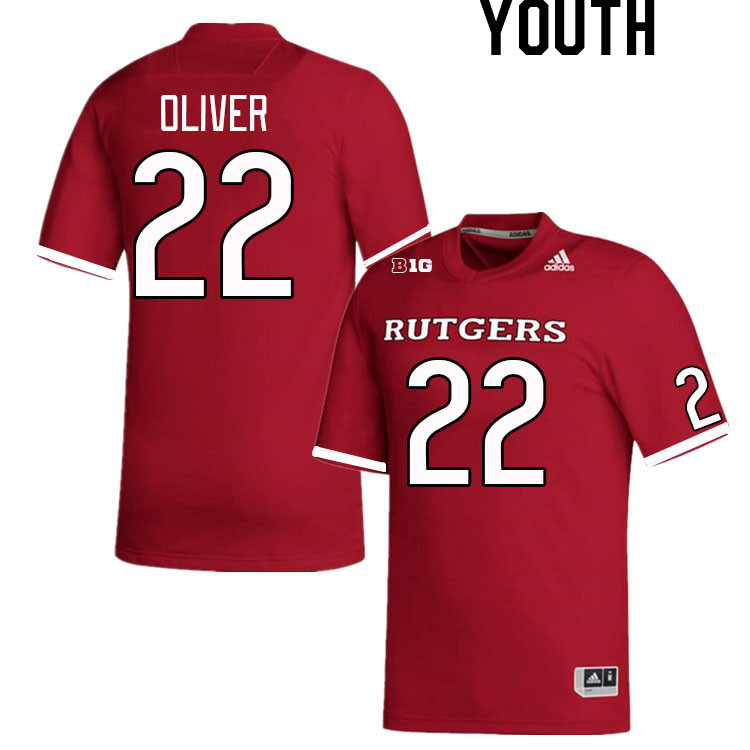 Youth #22 Raeden Oliver Rutgers Scarlet Knights College Football Jerseys Stitched Sale-Scarlet